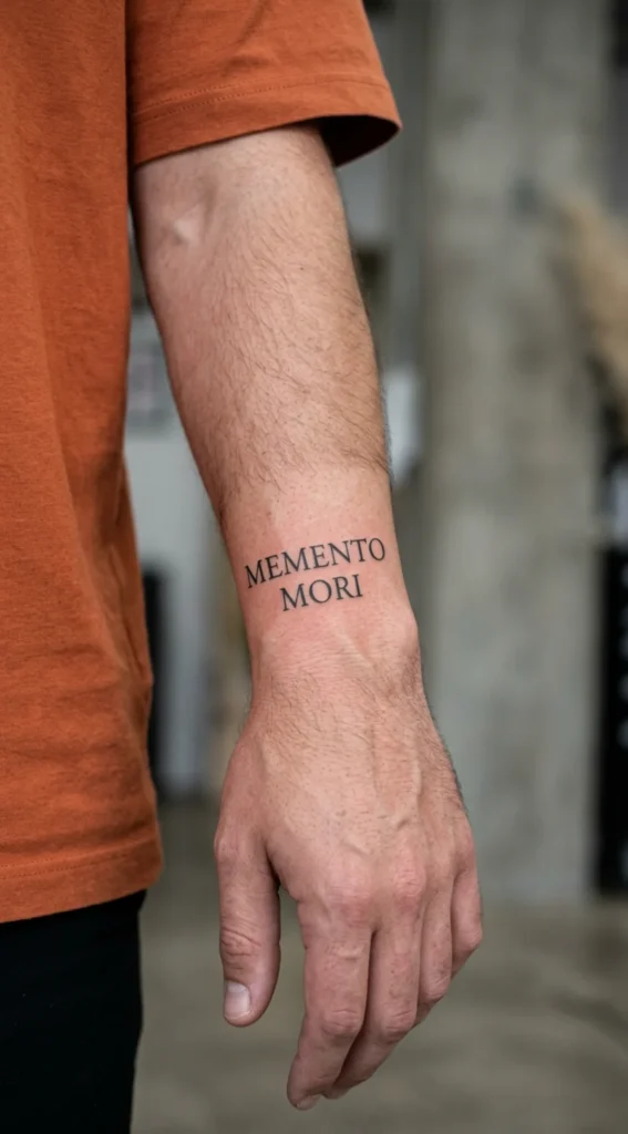 Memento Mori Latin Script Tattoo