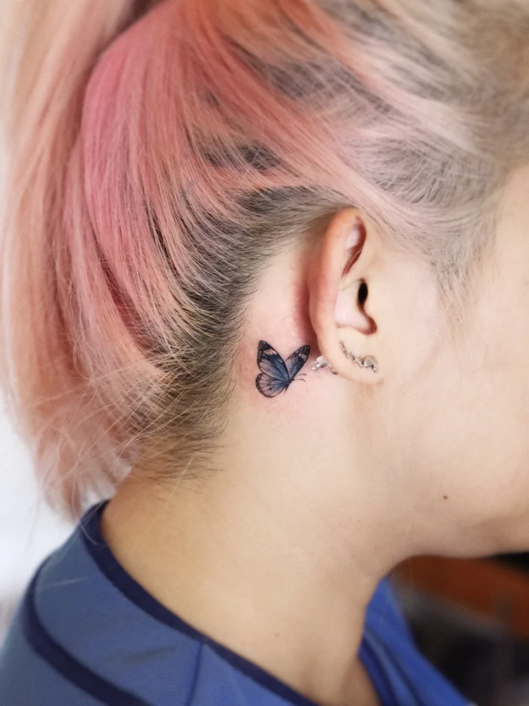 Micro Realistic Butterfly Behind the Ear