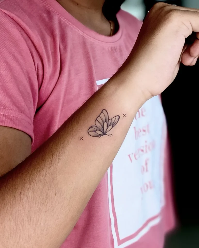 Minimalist Fine-Line Sparkle Butterfly