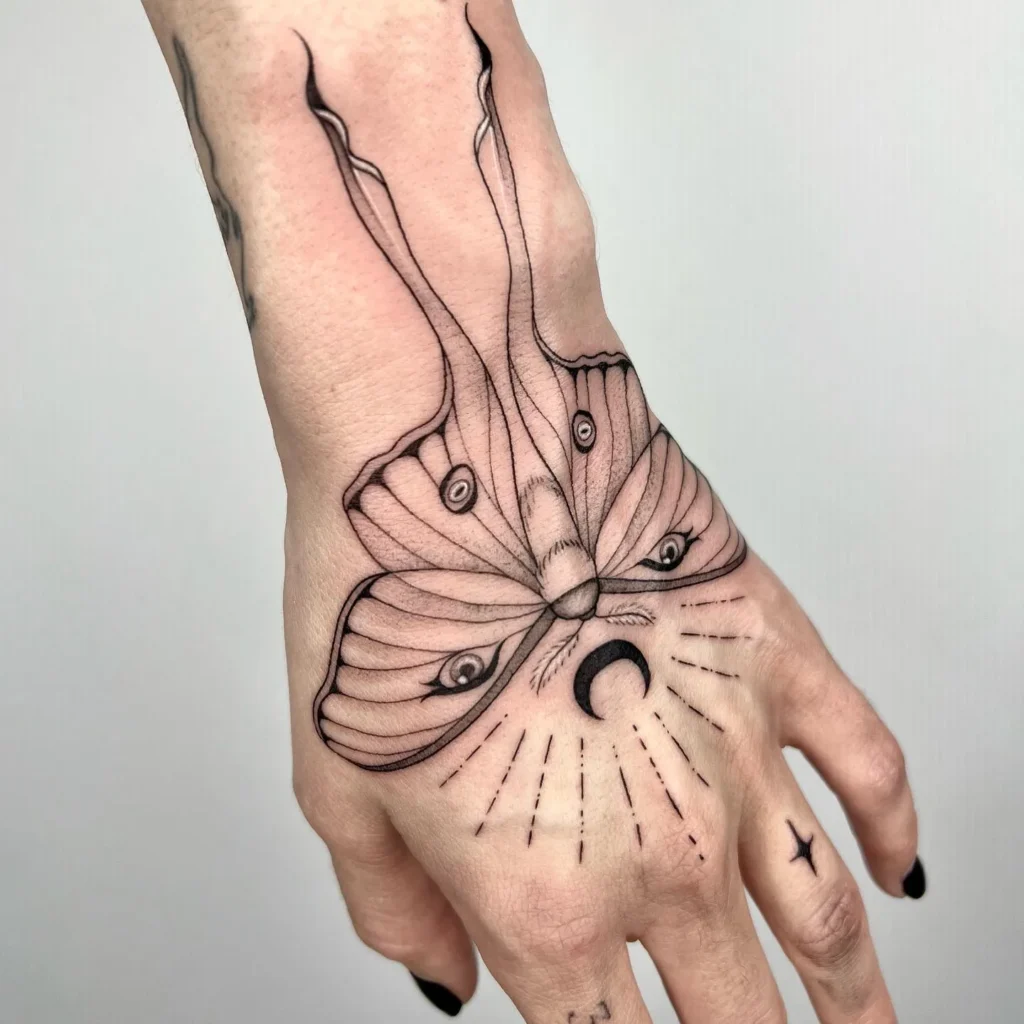 Mystical Fine Line Moth with Celestial Details