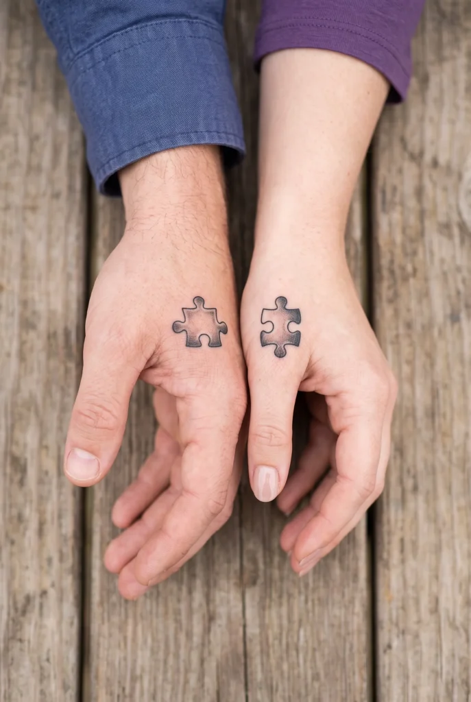 Puzzle Piece Matching Tattoos