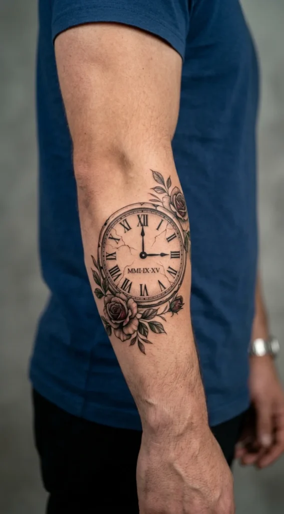 Roman Numeral Clock Tattoo