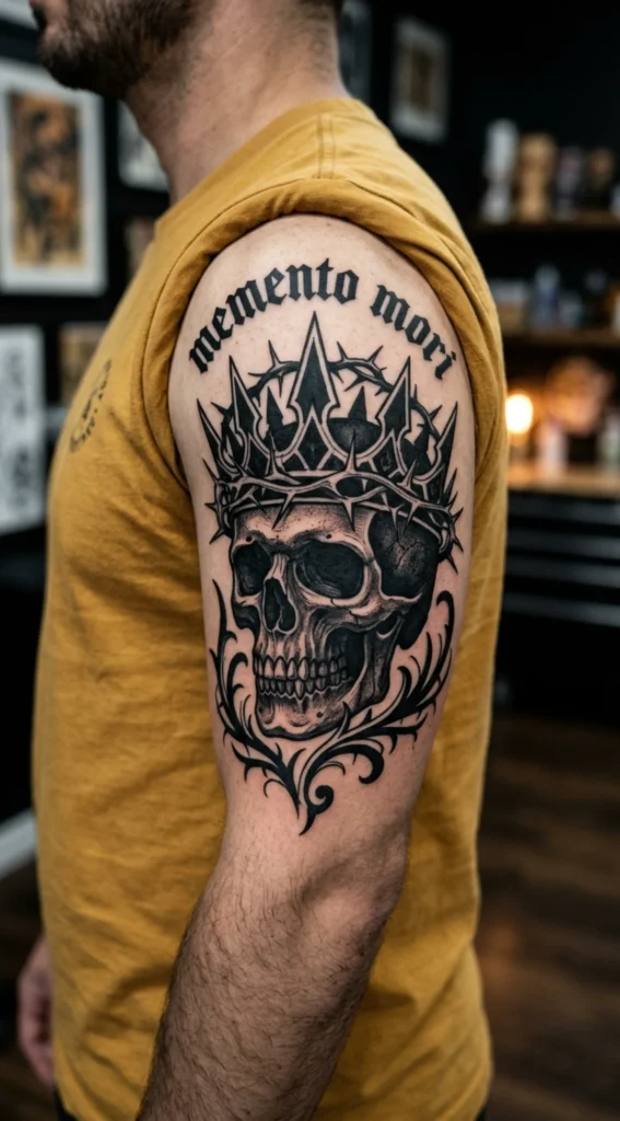 Skull With a Blackwork Crown