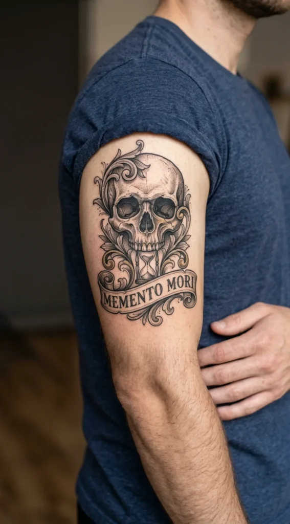 Skull with Latin Inscription