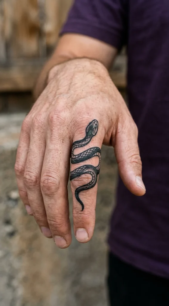 Snake Wrap Finger Tattoo