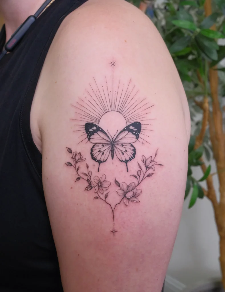 Symmetry Butterfly and Fine-Line Florals