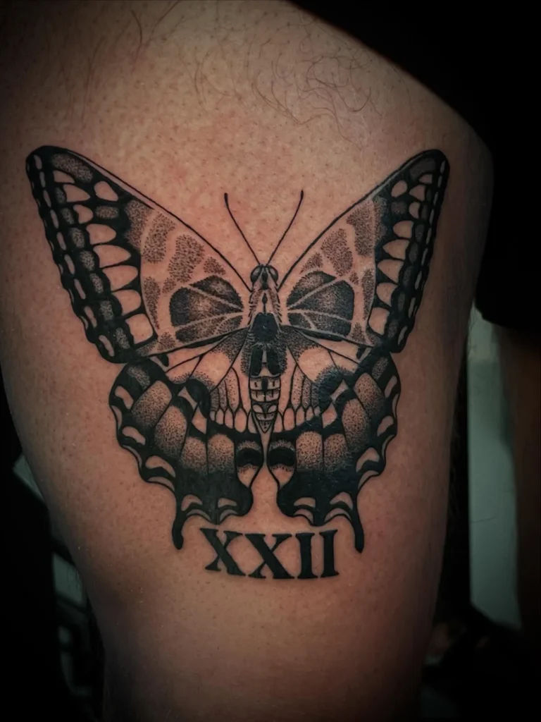 The Gothic Skull Wing Butterfly Tattoo