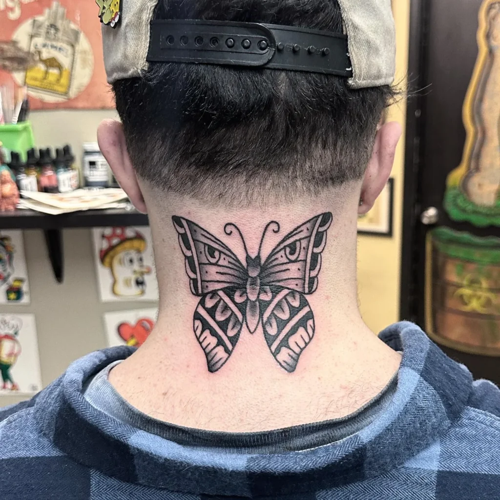 Traditional Blackwork Nape Butterflyv